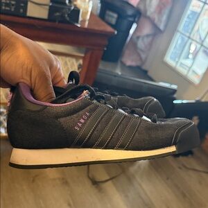 Adidas Samoa Black Sneakers with Purple Highlights